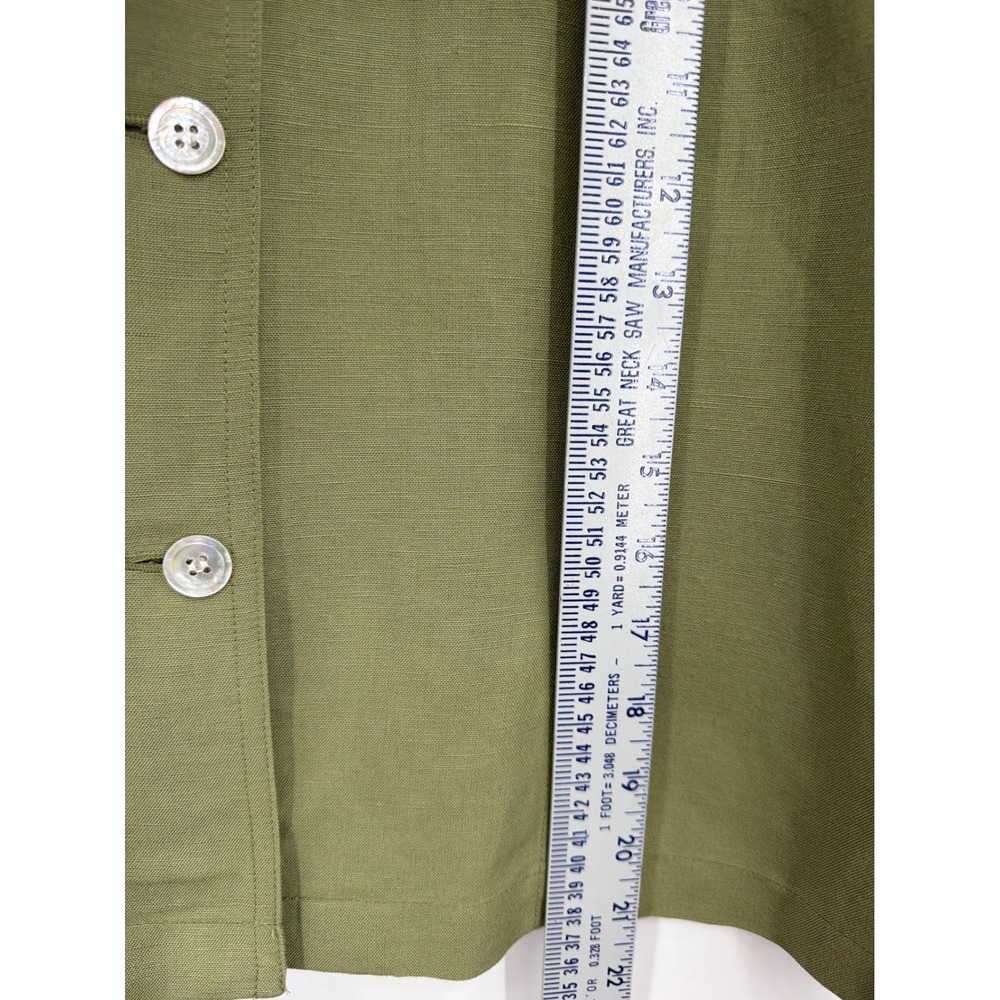 Emma James Liz Claiborne Olive Green Linen Blend Short Sleeve Shirt Jacket 10 - Picture 4 of 8